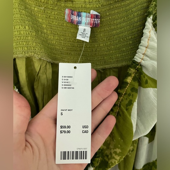 Urban Outfitters Women’s Strapless Summer Dress - Green Tropical - Small - Picture 3 of 4